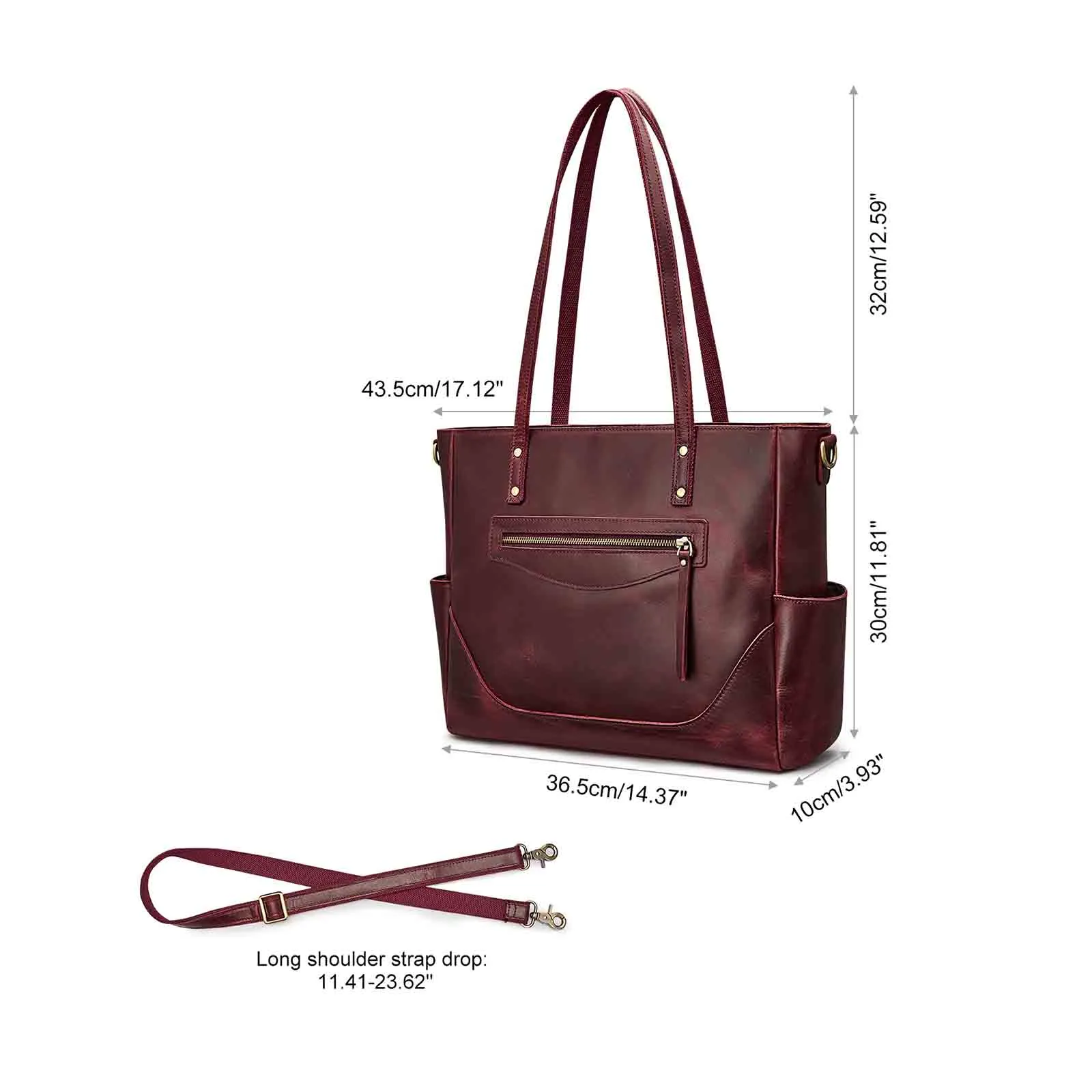 Genuine Leather Laptop Tote Bag Women