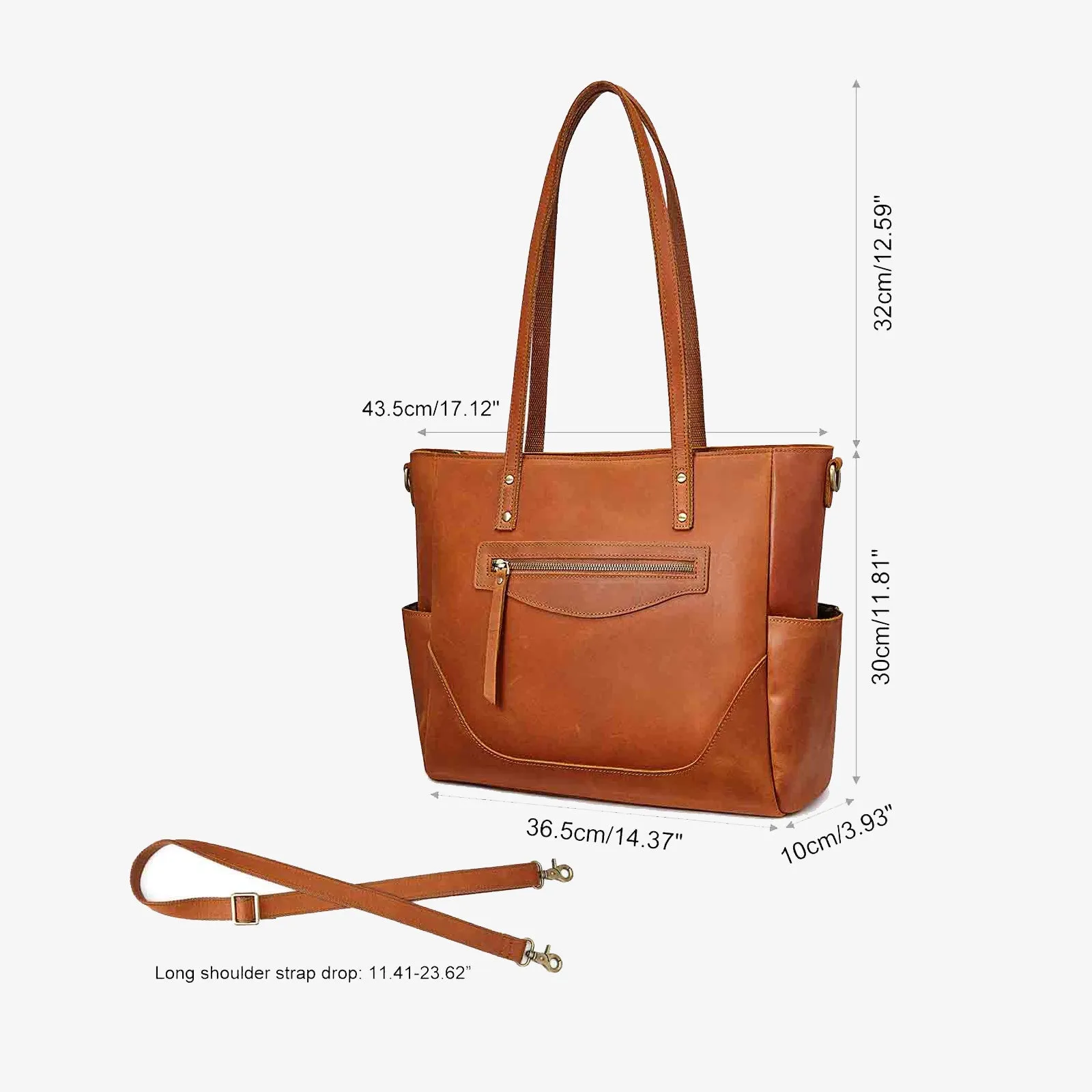 Genuine Leather Laptop Tote Bag Women