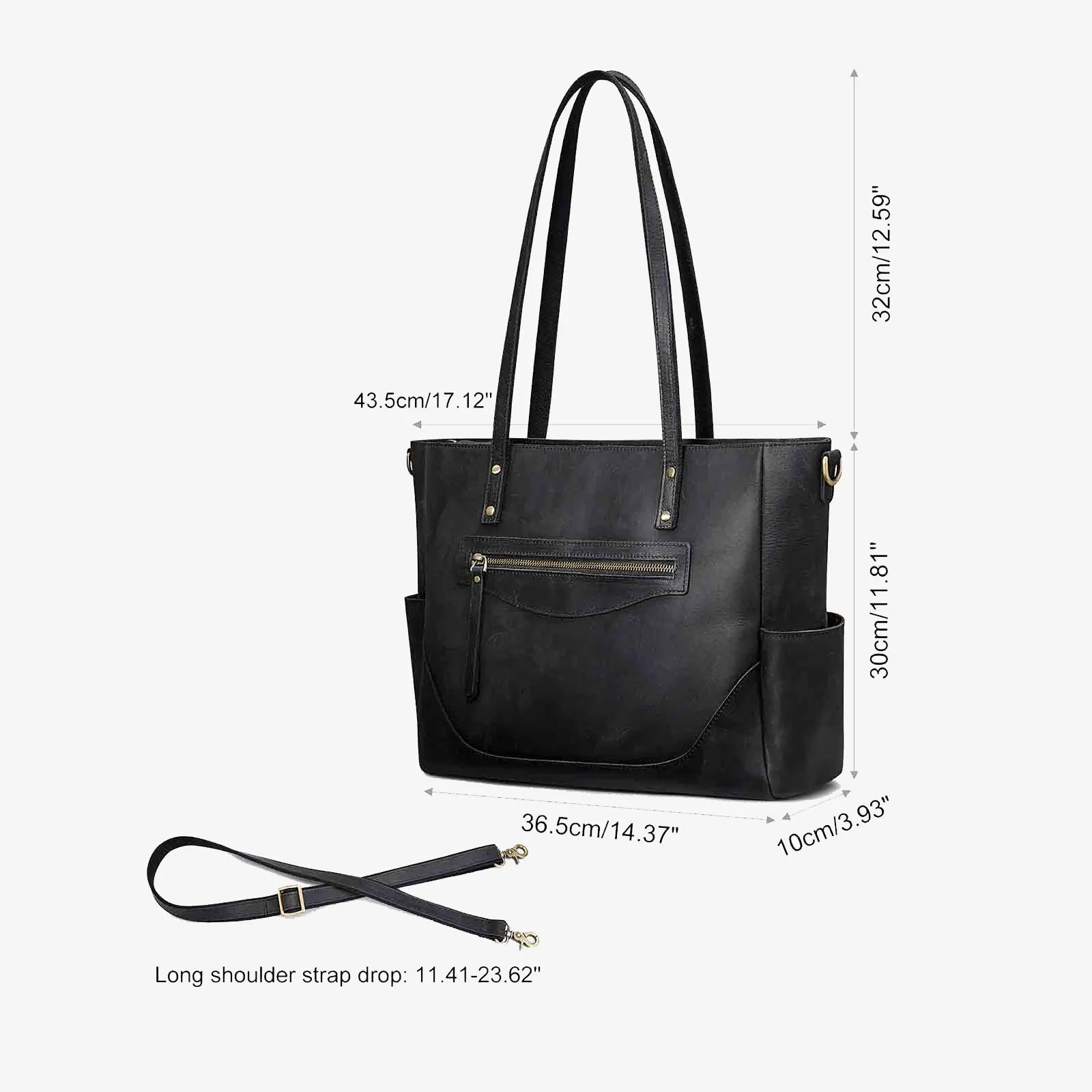 Genuine Leather Laptop Tote Bag Women