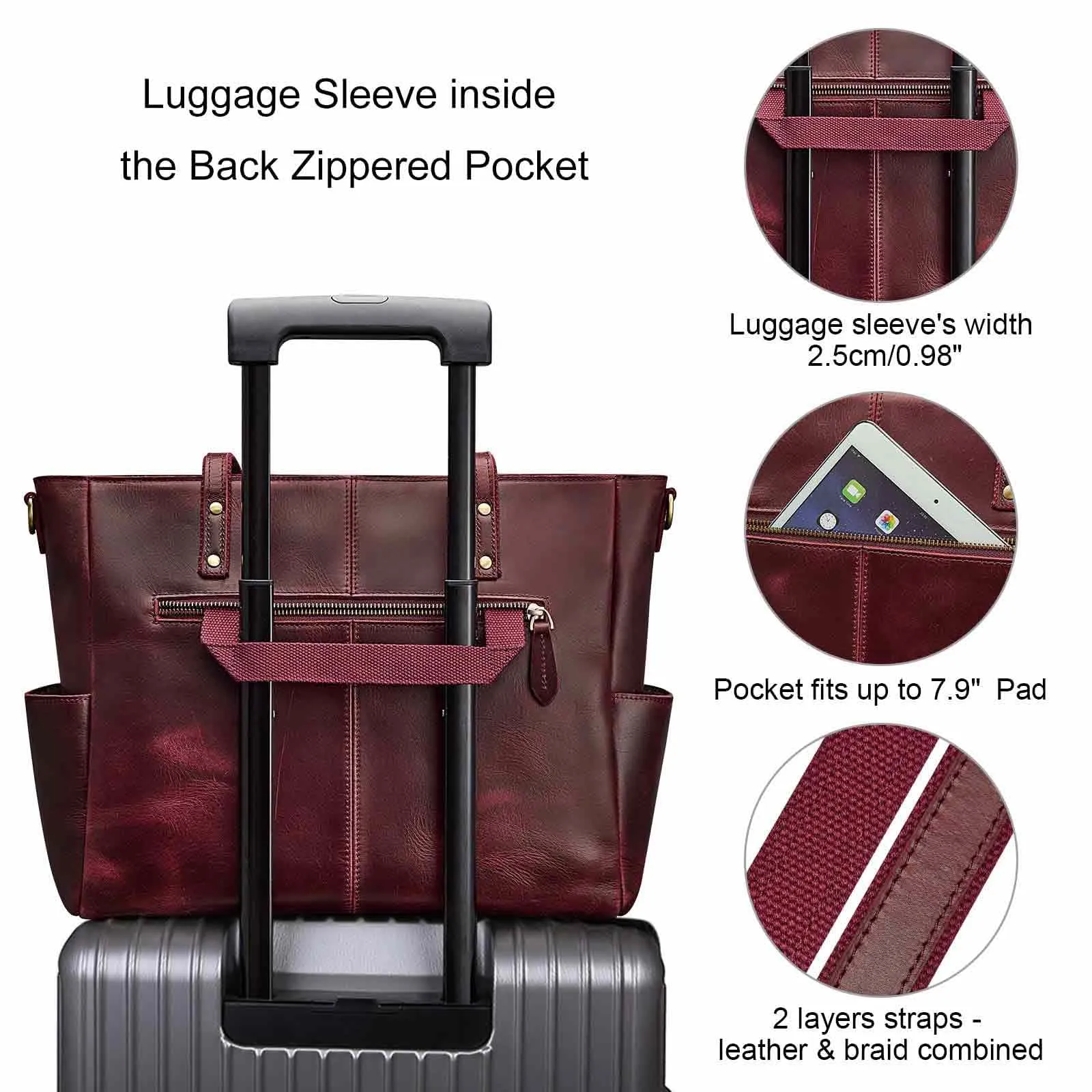 Genuine Leather Laptop Tote Bag Women