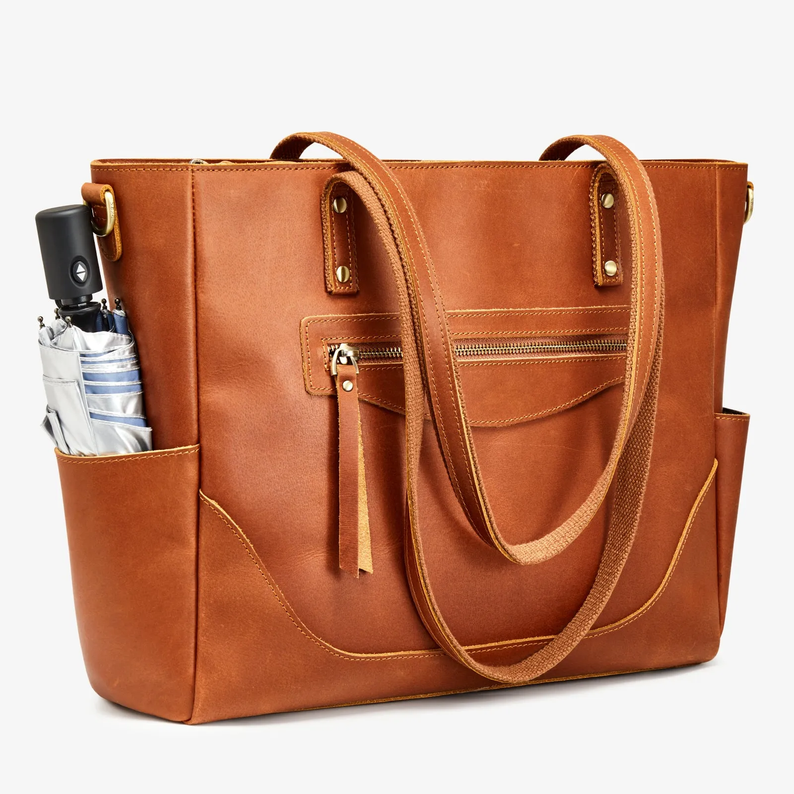 Genuine Leather Laptop Tote Bag Women