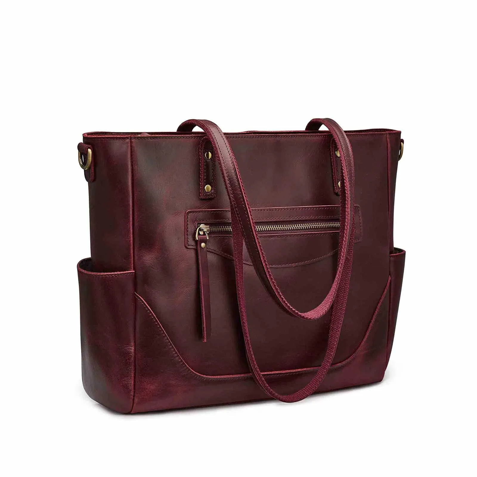 Genuine Leather Laptop Tote Bag Women