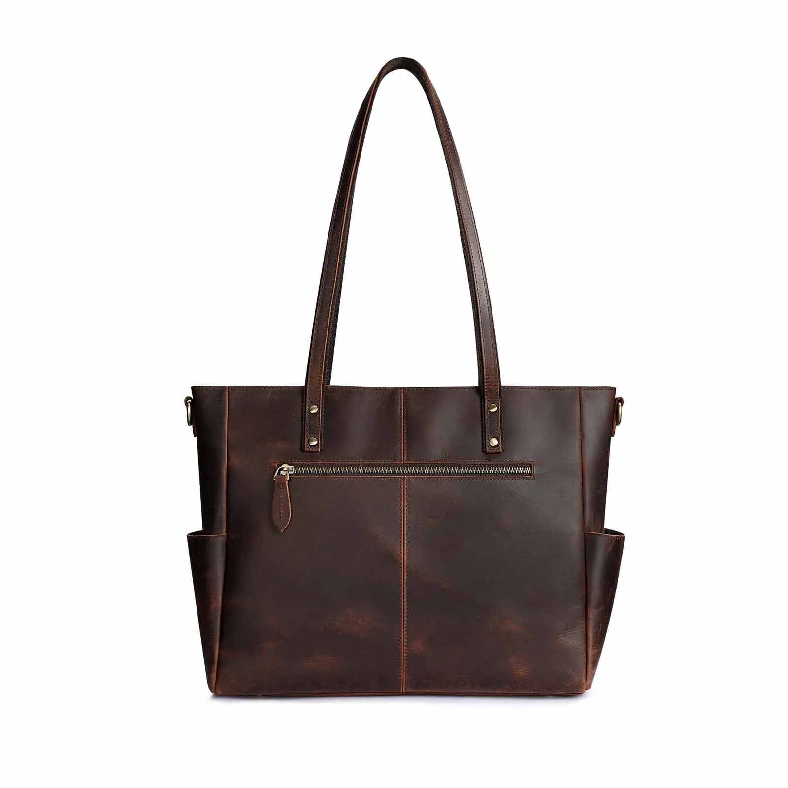 Genuine Leather Laptop Tote Bag Women