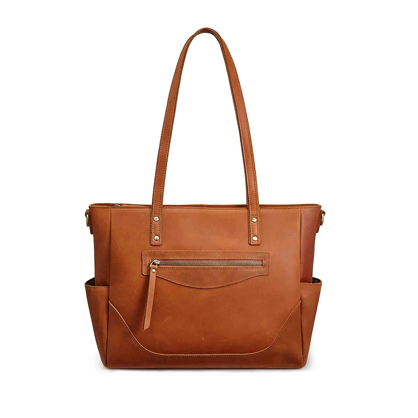 Genuine Leather Laptop Tote Bag Women