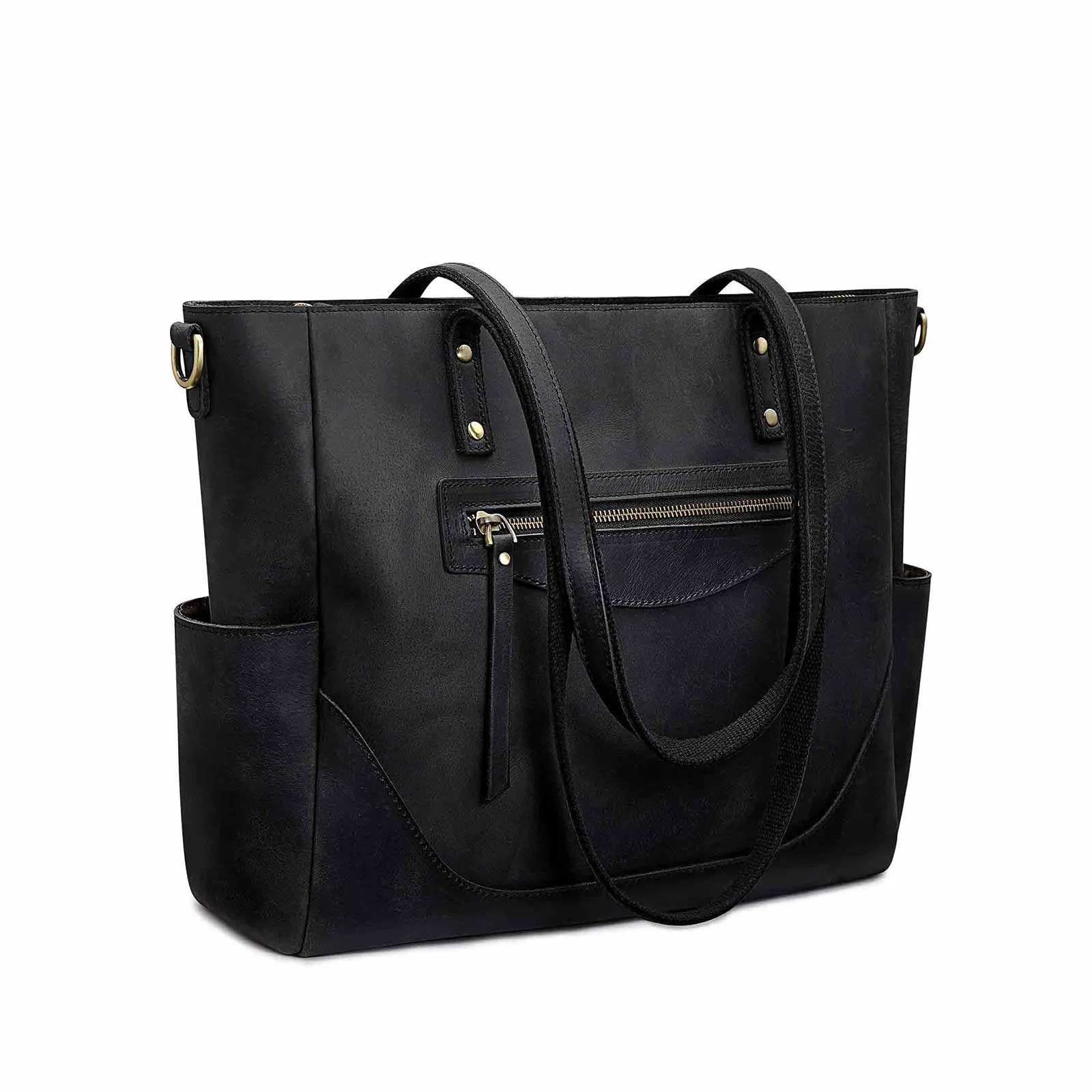 Genuine Leather Laptop Tote Bag Women