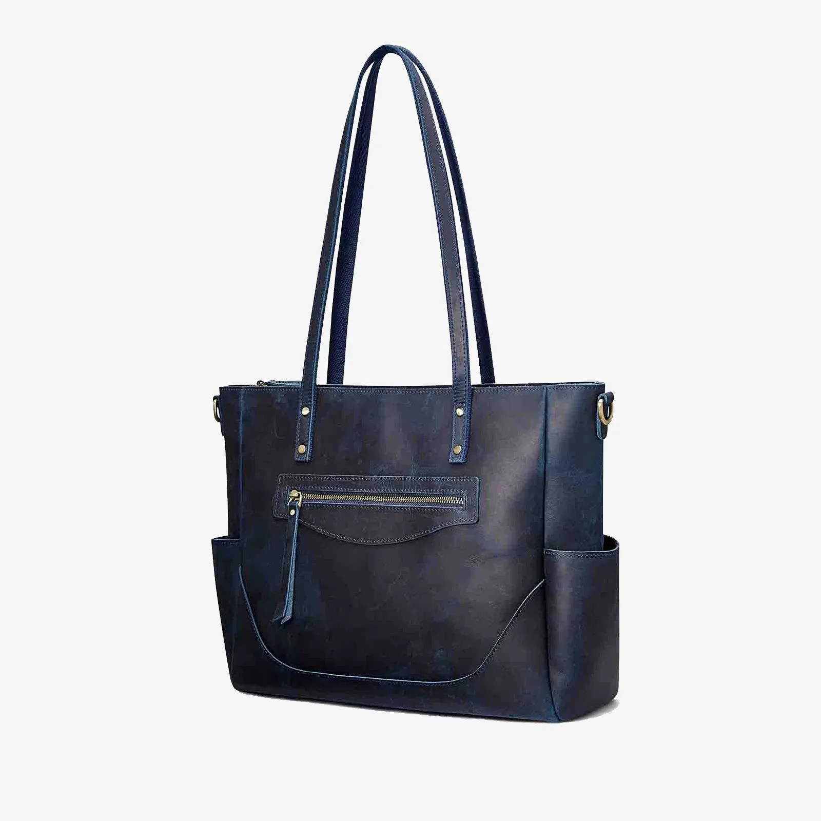 Genuine Leather Laptop Tote Bag Women