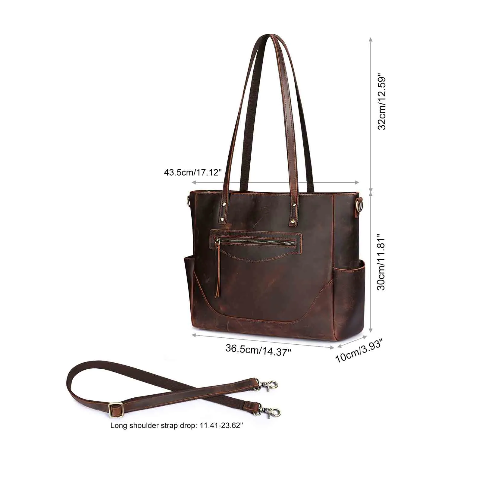 Genuine Leather Laptop Tote Bag Women