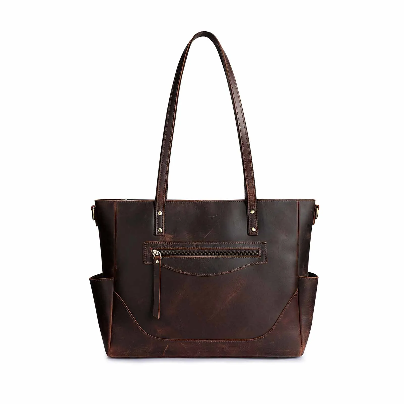 Genuine Leather Laptop Tote Bag Women