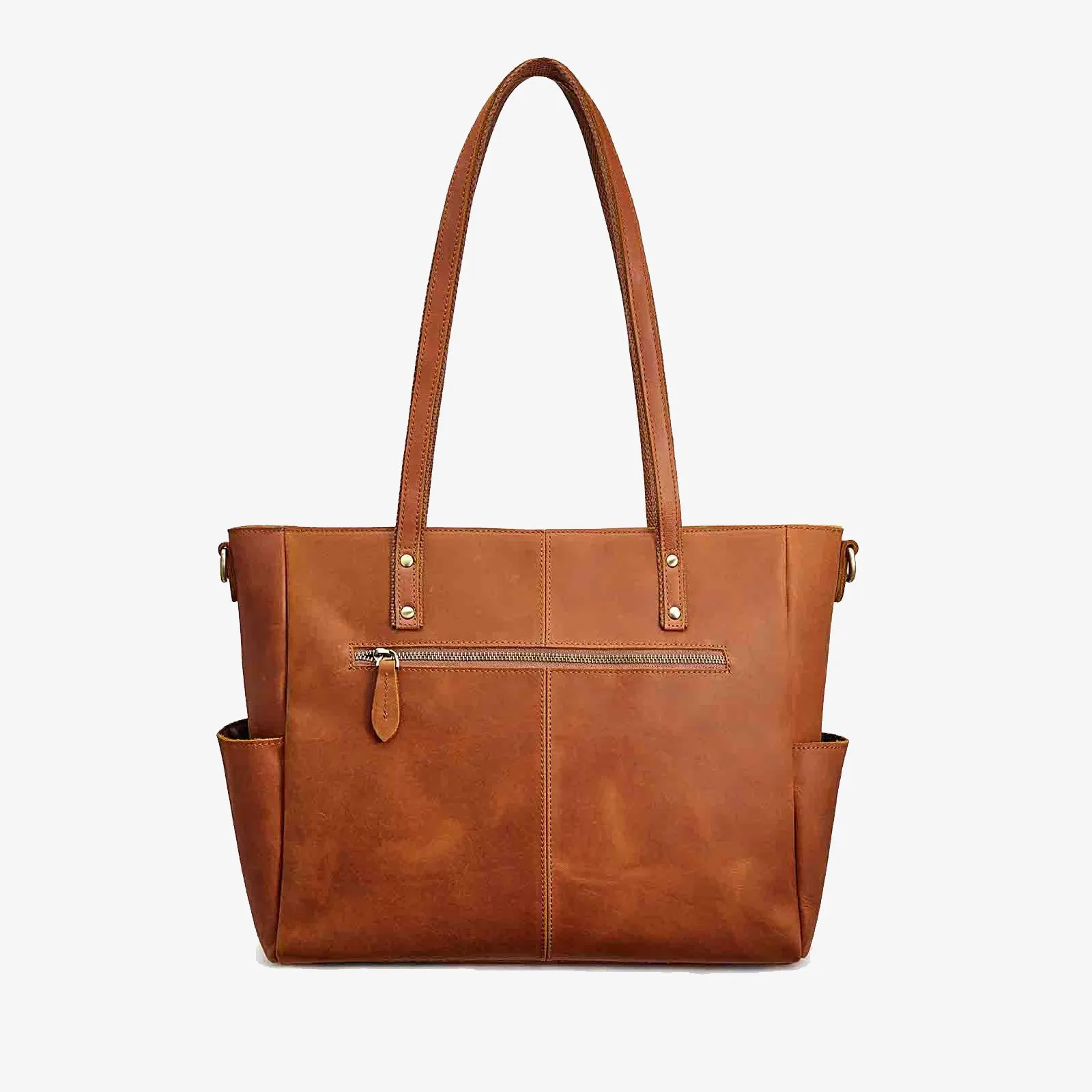 Genuine Leather Laptop Tote Bag Women