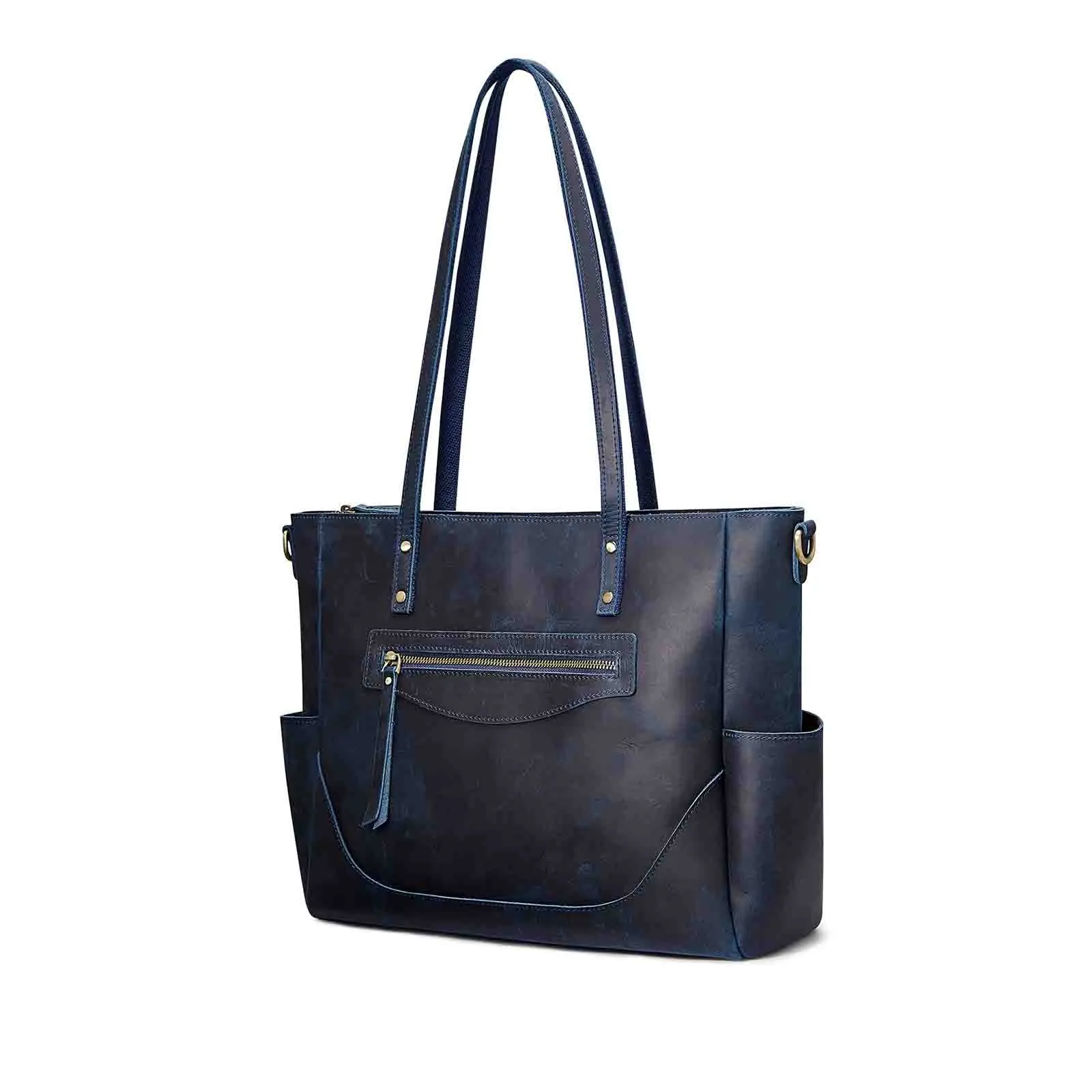 Genuine Leather Laptop Tote Bag Women