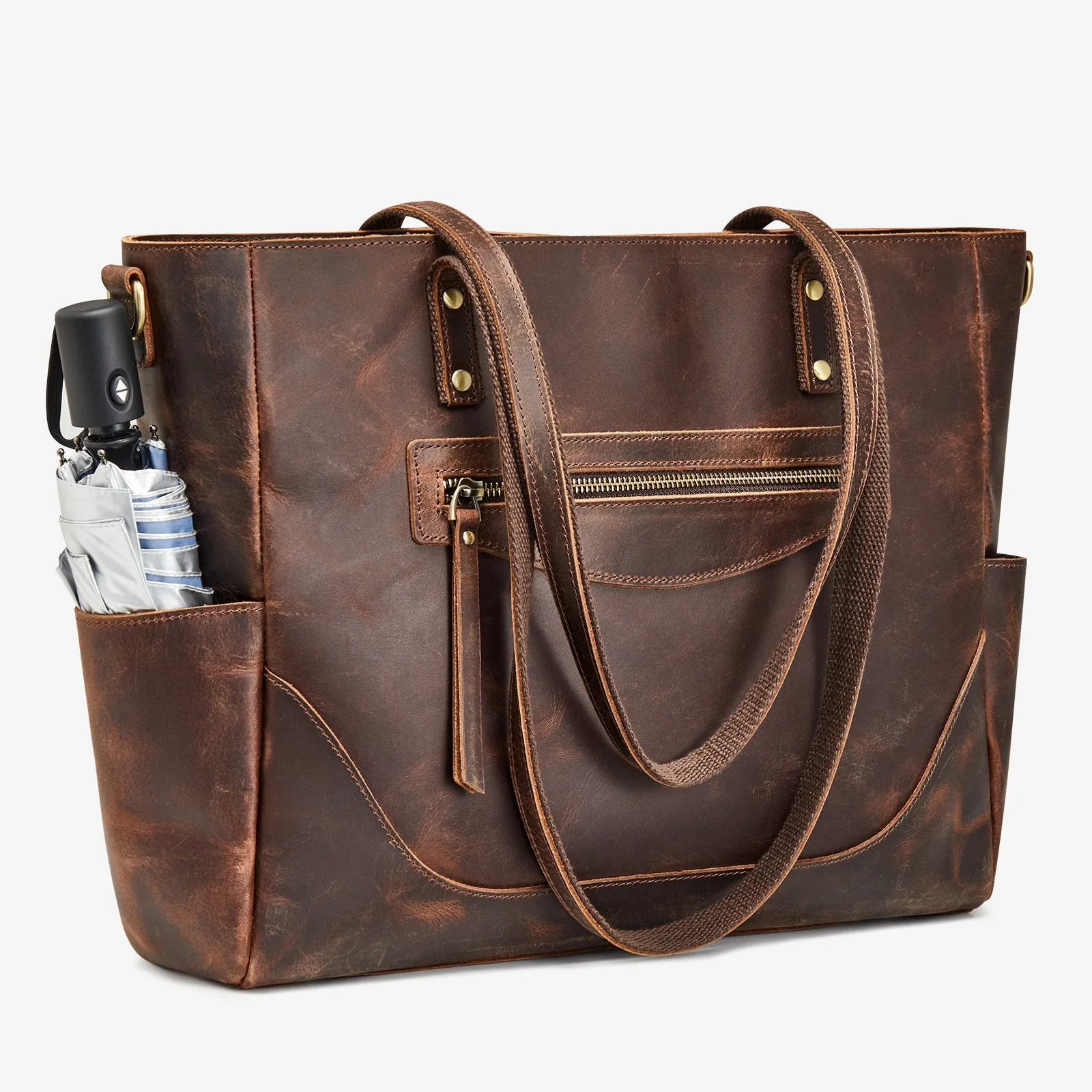 Genuine Leather Laptop Tote Bag Women