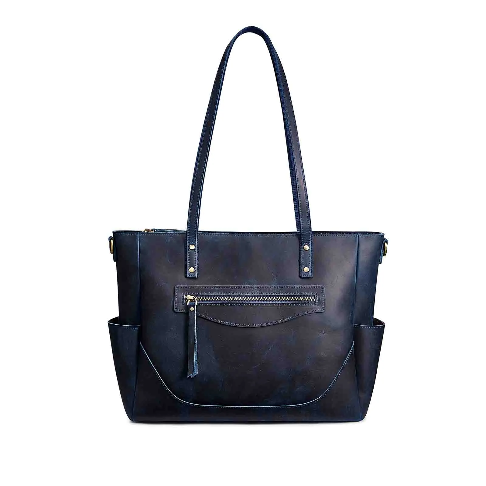 Genuine Leather Laptop Tote Bag Women