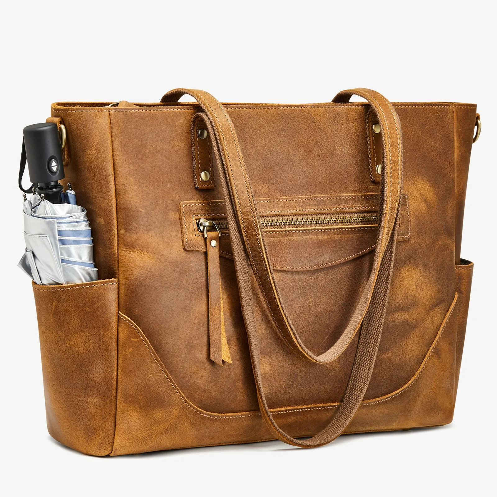 Genuine Leather Laptop Tote Bag Women