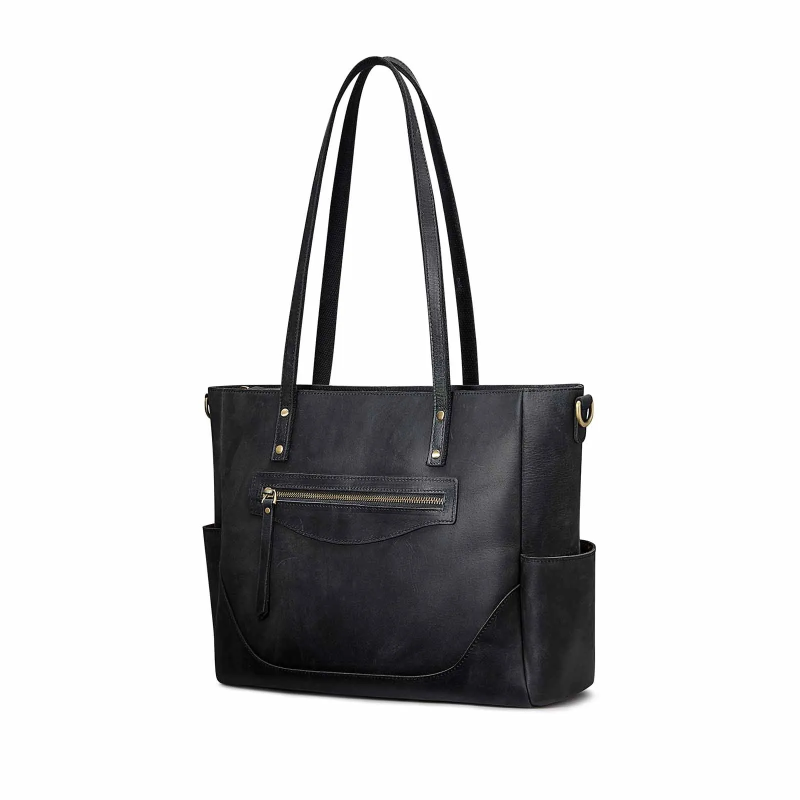 Genuine Leather Laptop Tote Bag Women