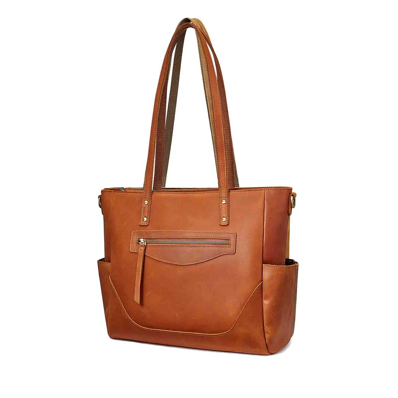 Genuine Leather Laptop Tote Bag Women