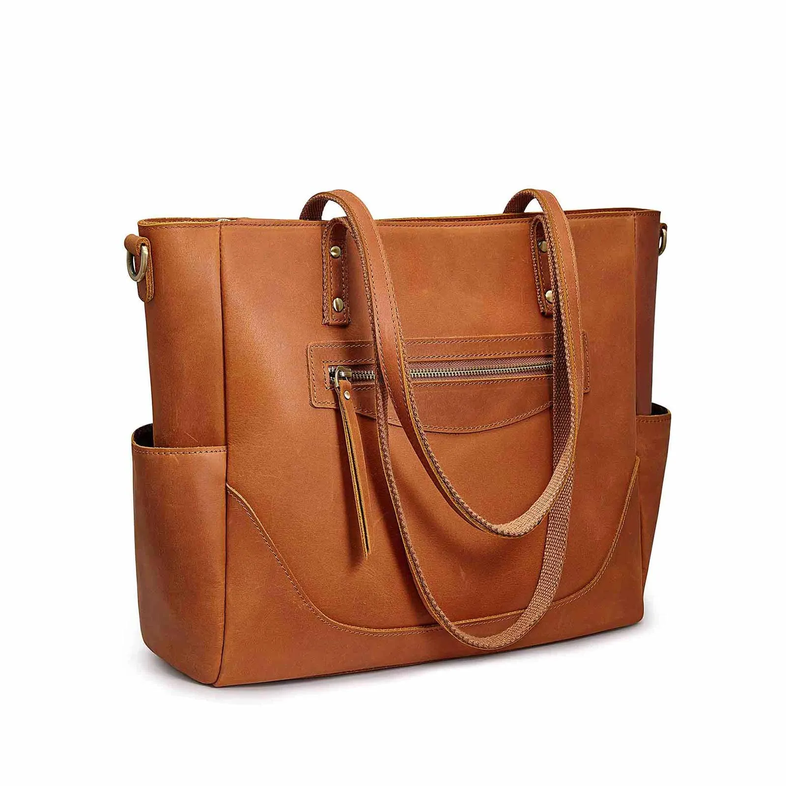 Genuine Leather Laptop Tote Bag Women