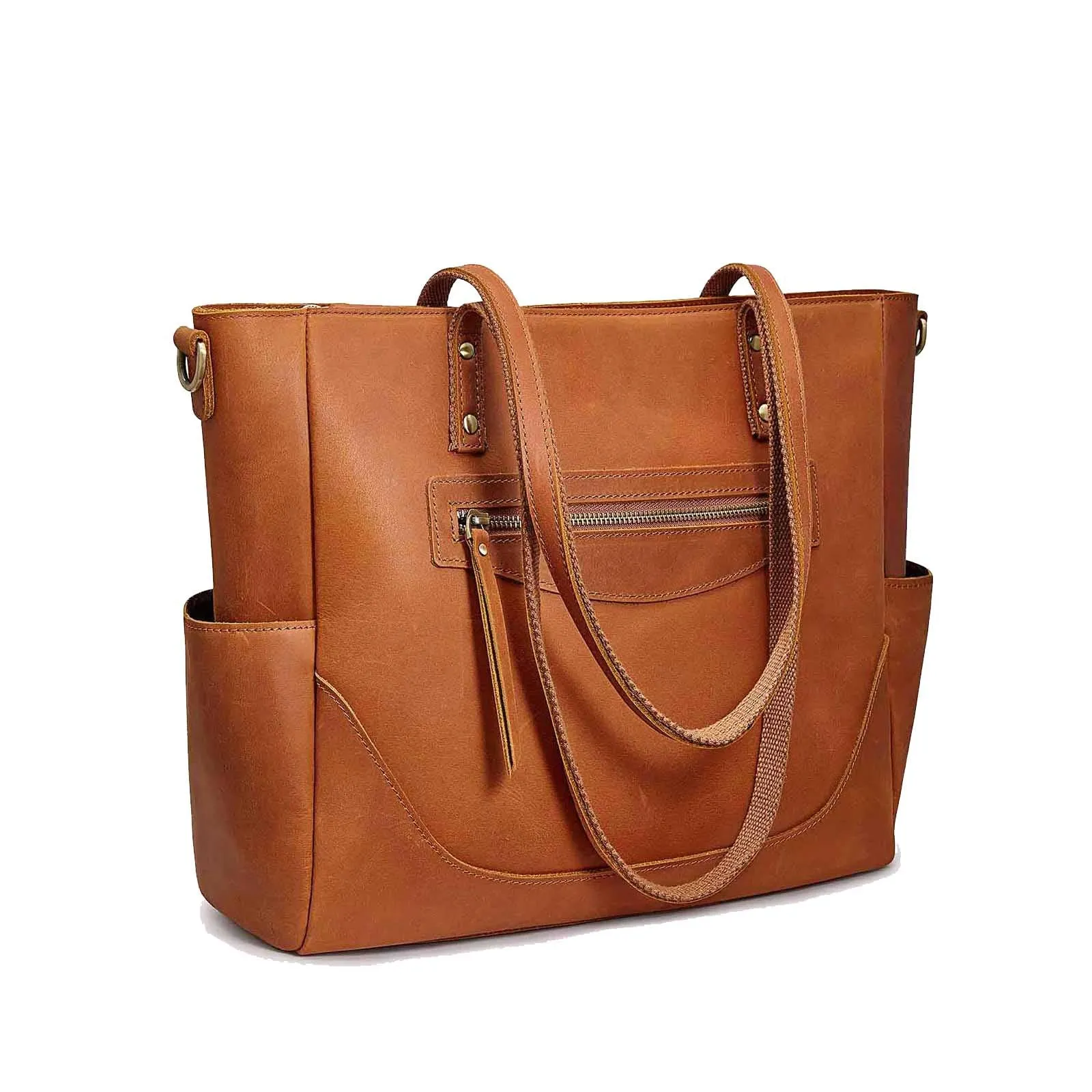 Genuine Leather Laptop Tote Bag Women