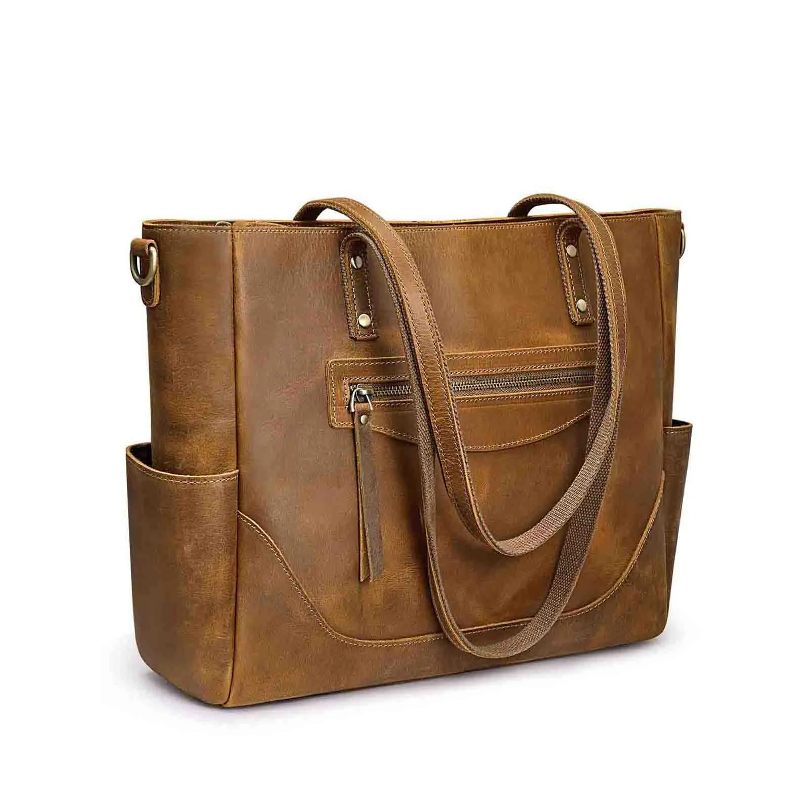 Genuine Leather Laptop Tote Bag Women