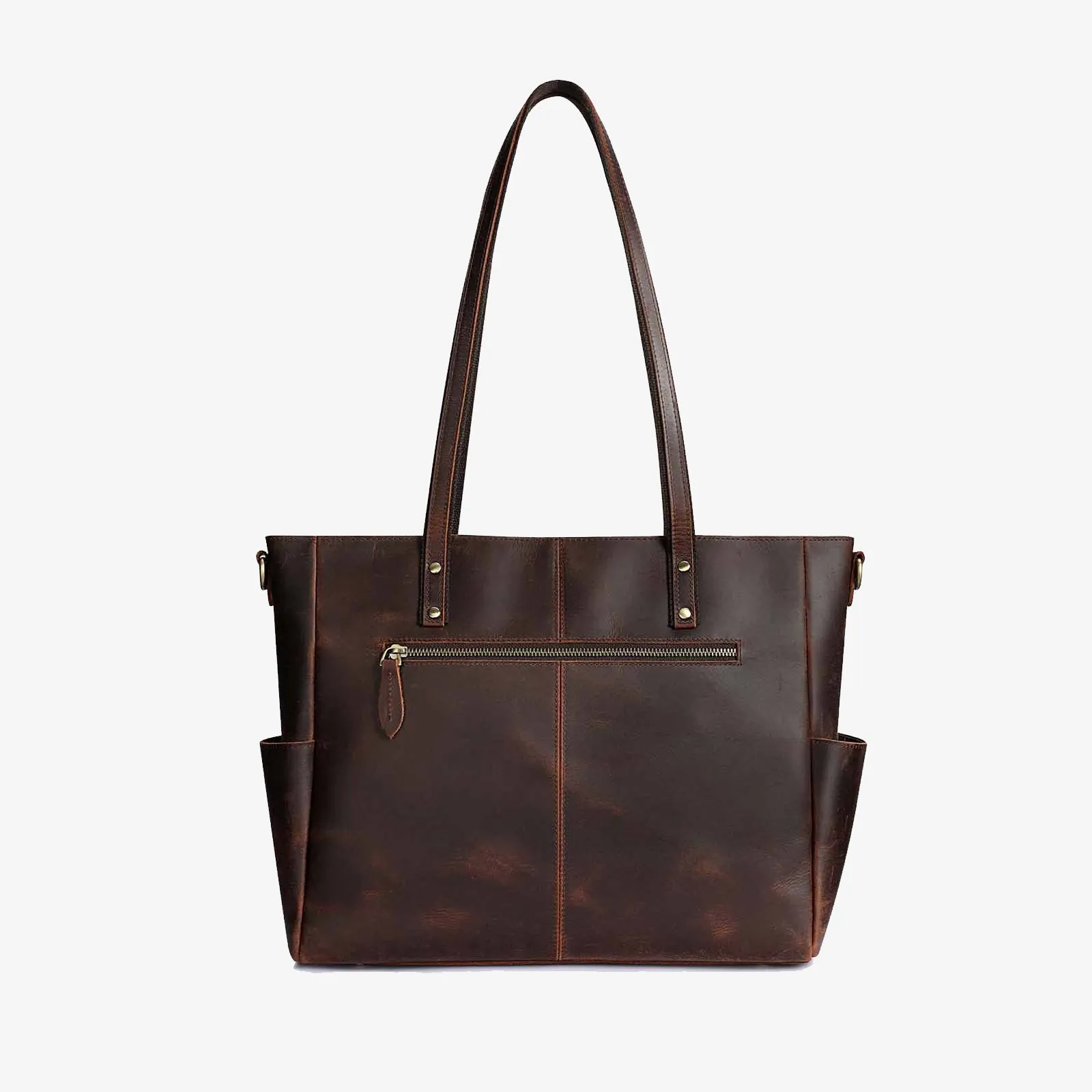 Genuine Leather Laptop Tote Bag Women