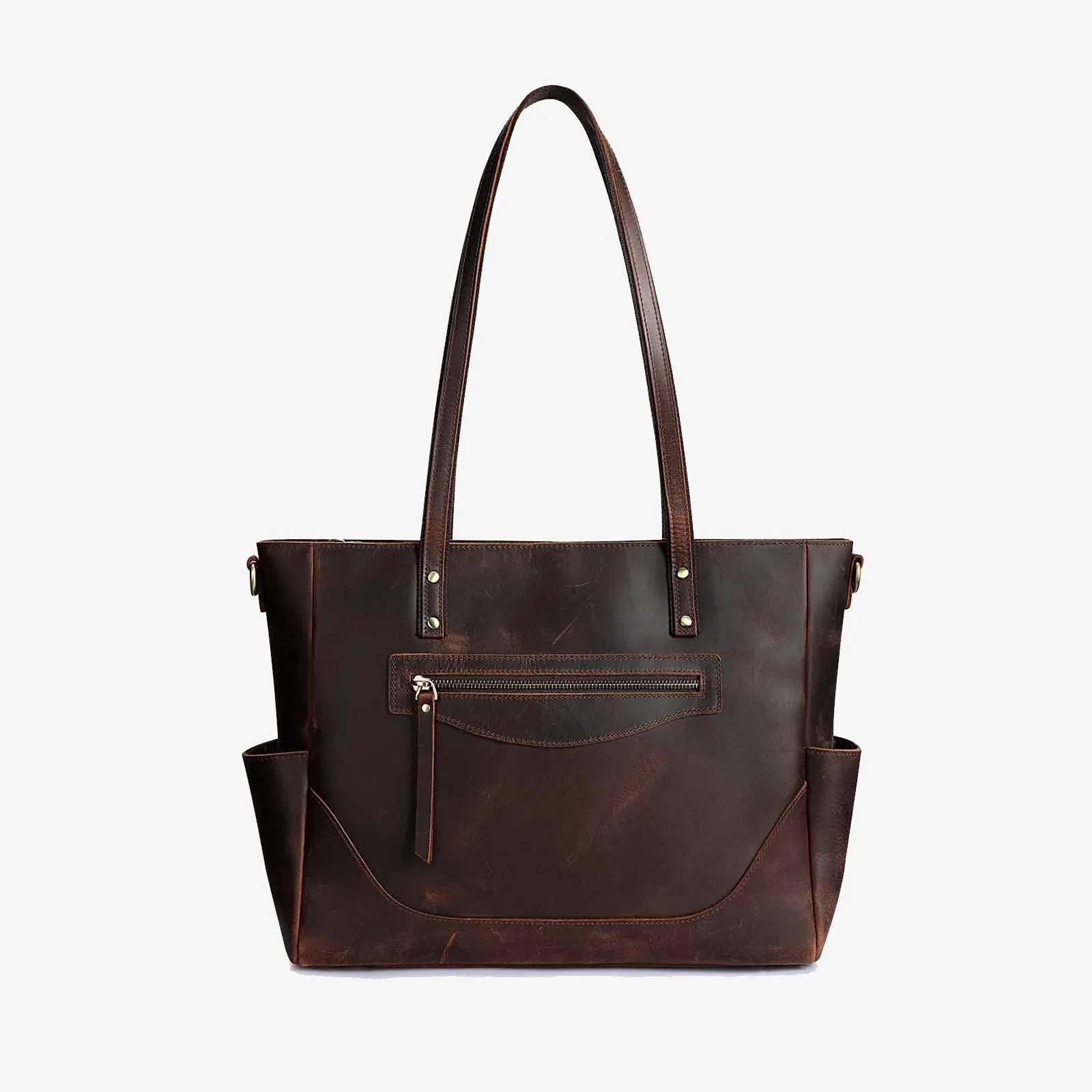 Genuine Leather Laptop Tote Bag Women