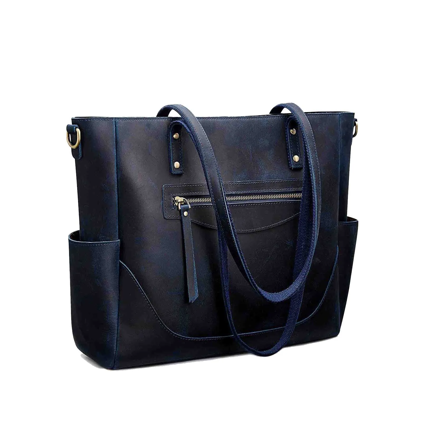 Genuine Leather Laptop Tote Bag Women