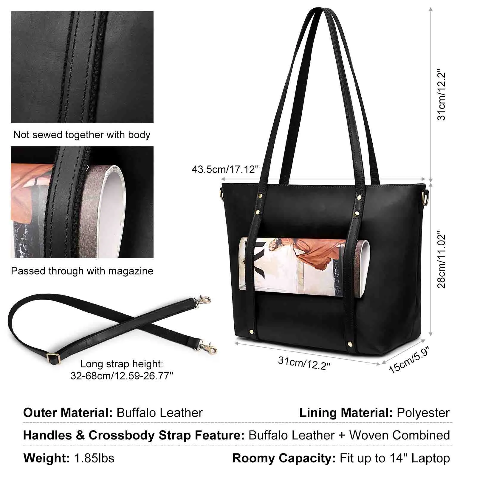 Genuine Leather Tote Bag for Women