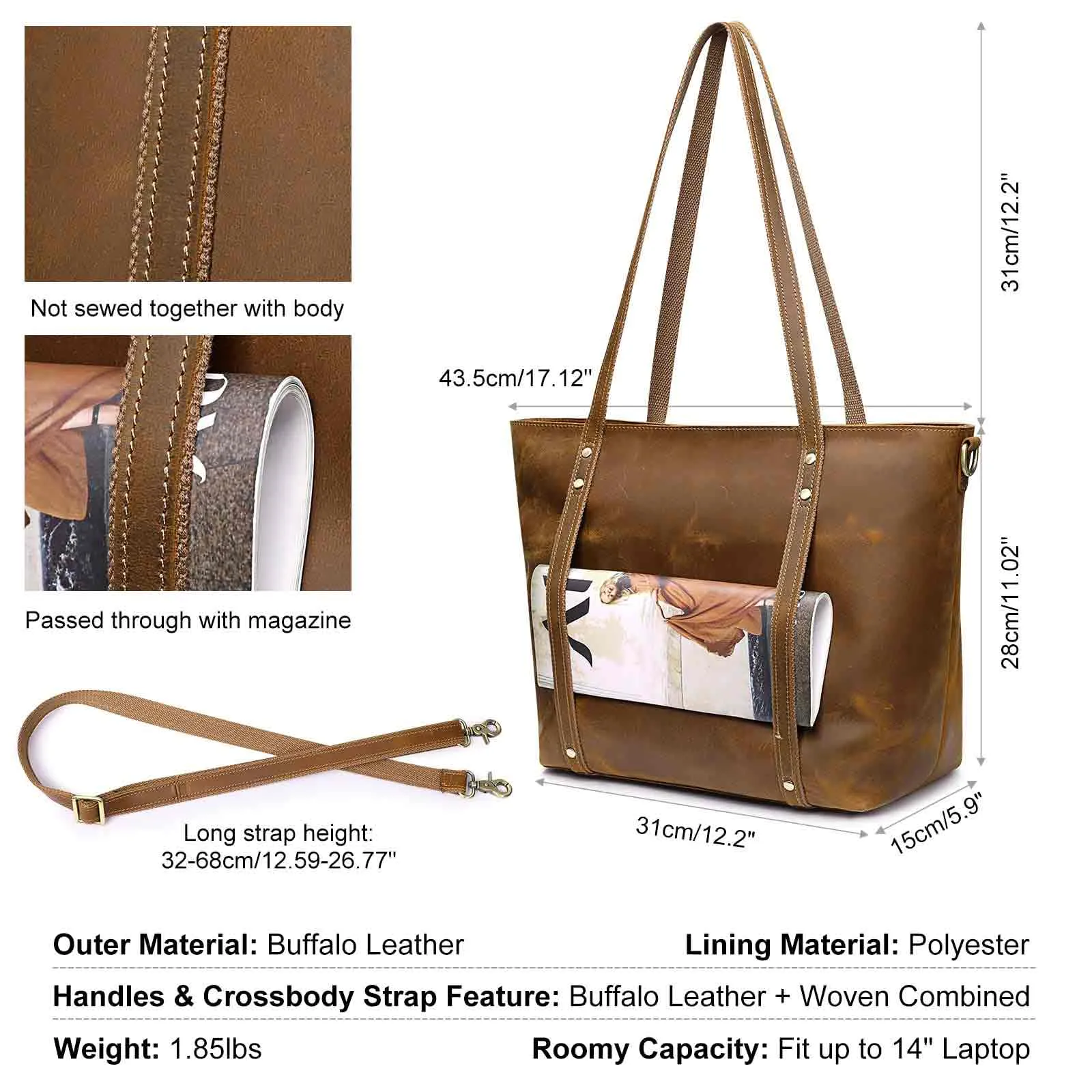 Genuine Leather Tote Bag for Women