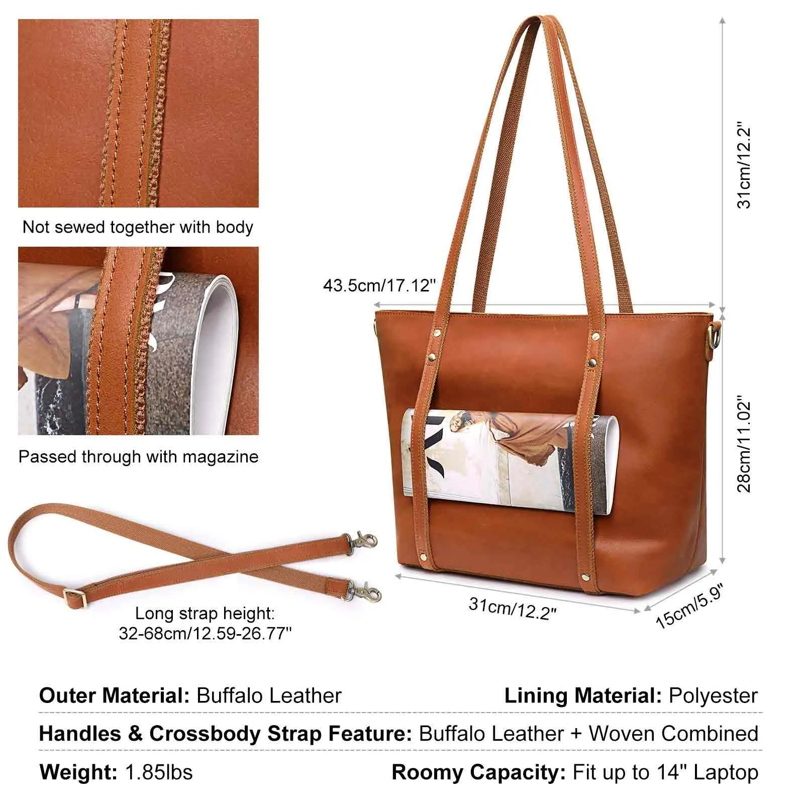 Genuine Leather Tote Bag for Women