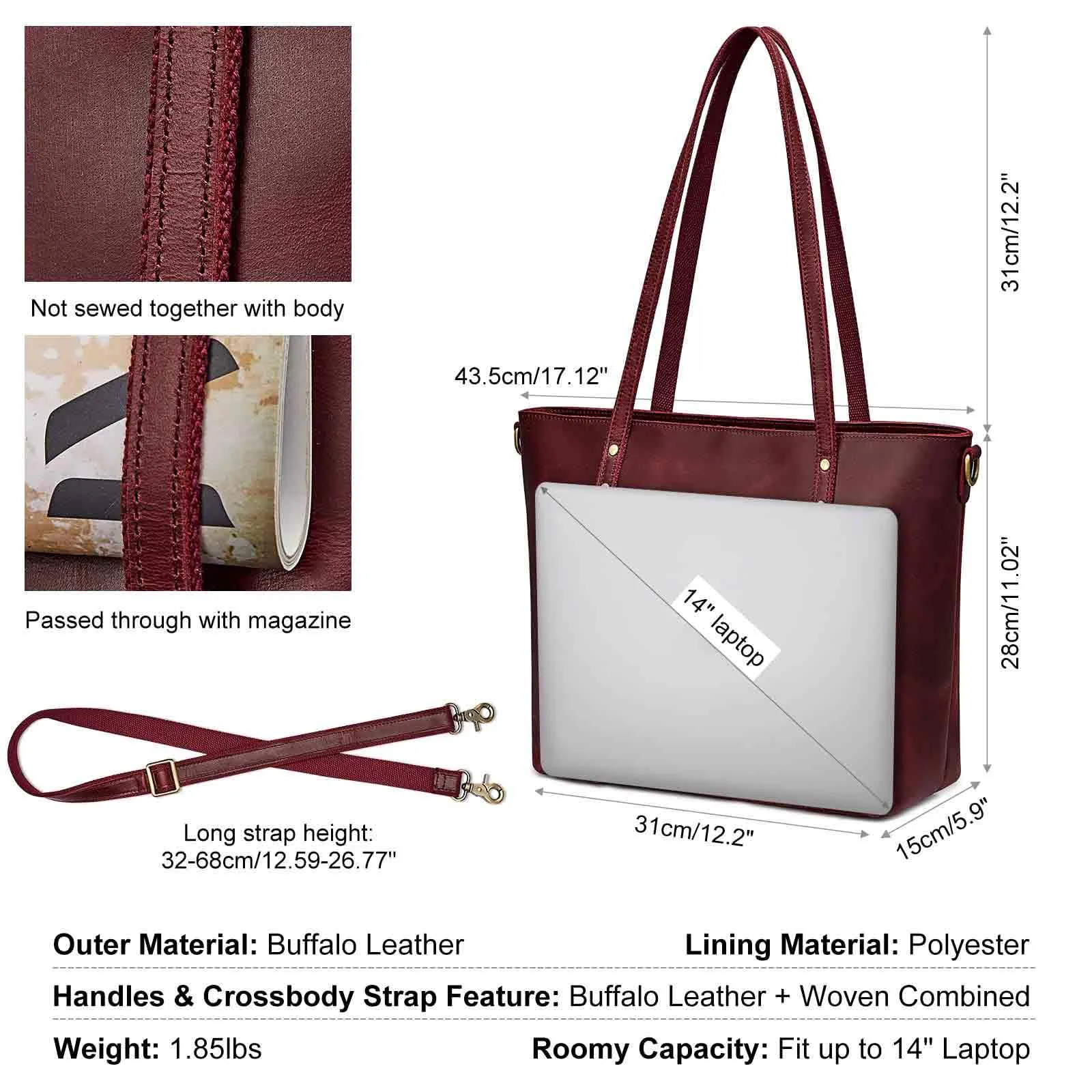 Genuine Leather Tote Bag for Women