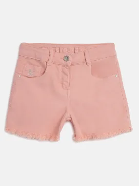 Girls Peach Cotton Shorts