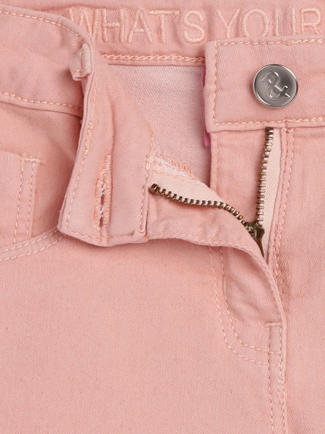 Girls Peach Cotton Shorts