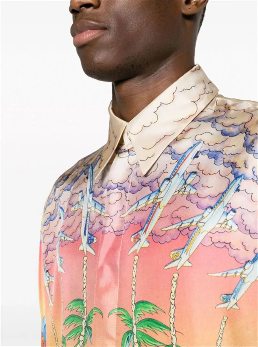 GRAPHIC-PRINT SILK SHIRT