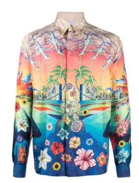 GRAPHIC-PRINT SILK SHIRT