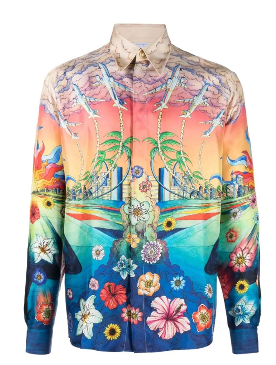 GRAPHIC-PRINT SILK SHIRT