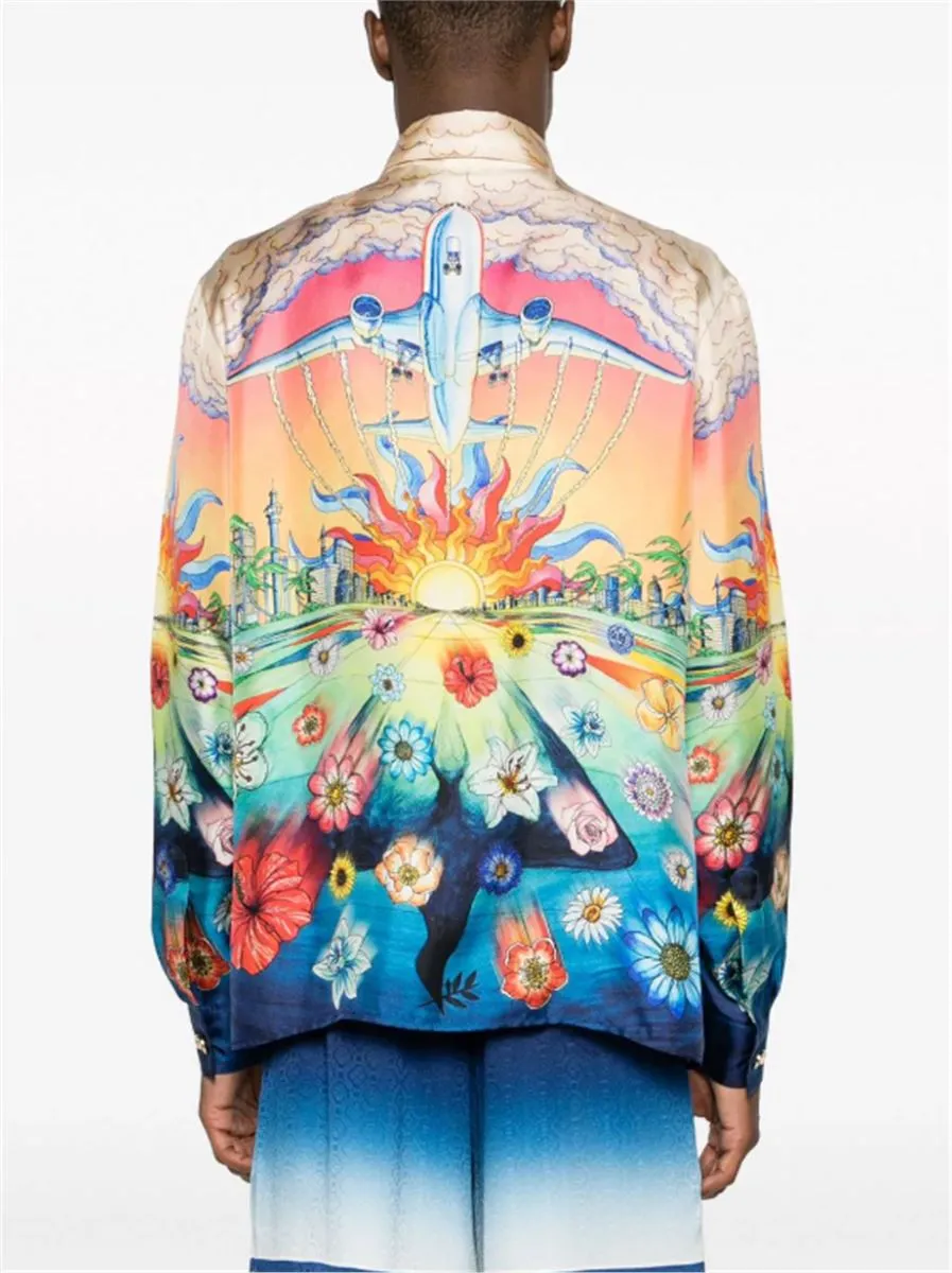 GRAPHIC-PRINT SILK SHIRT