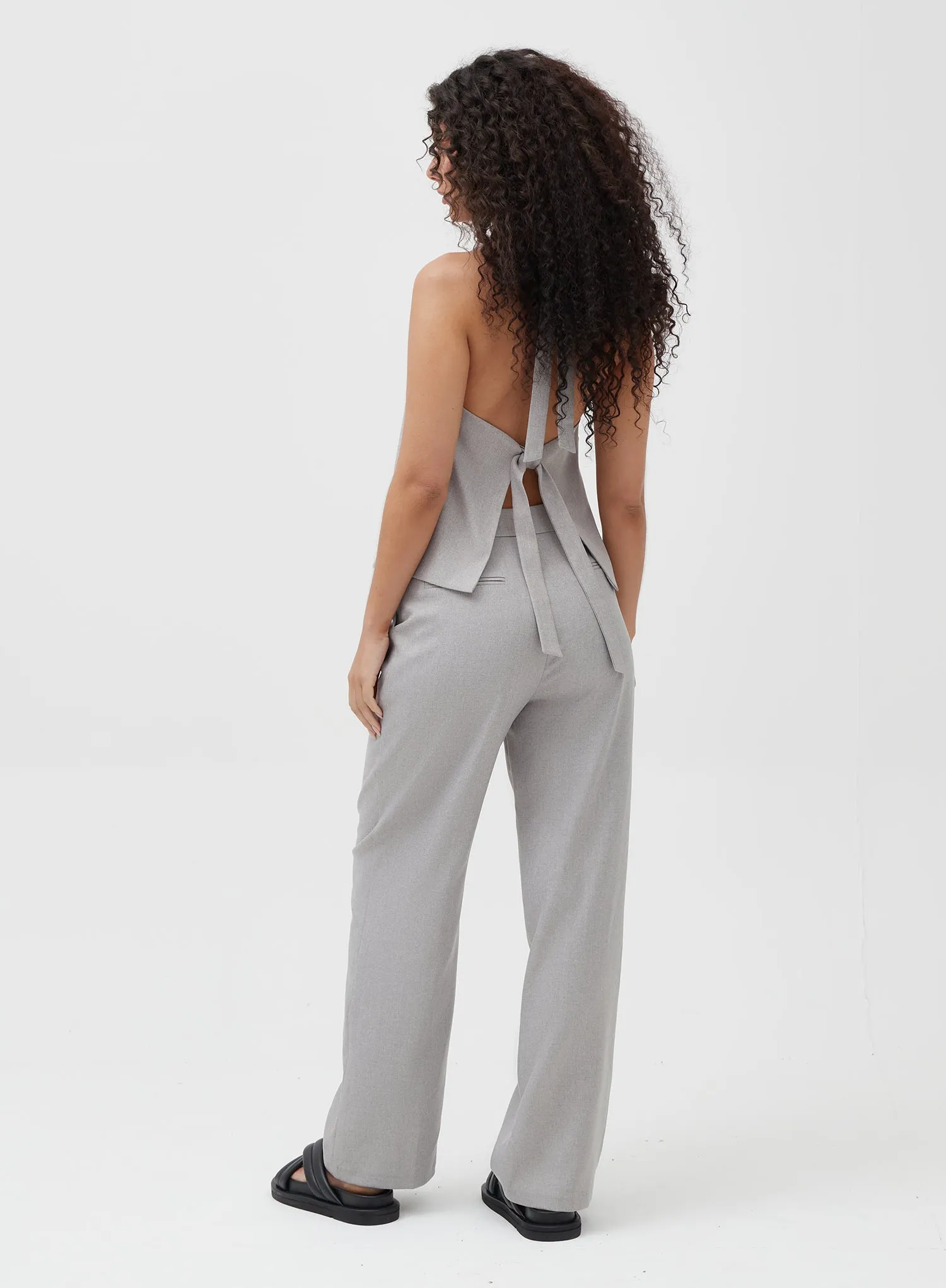 Grey Tailored Straight Leg Trouser - Kamilla