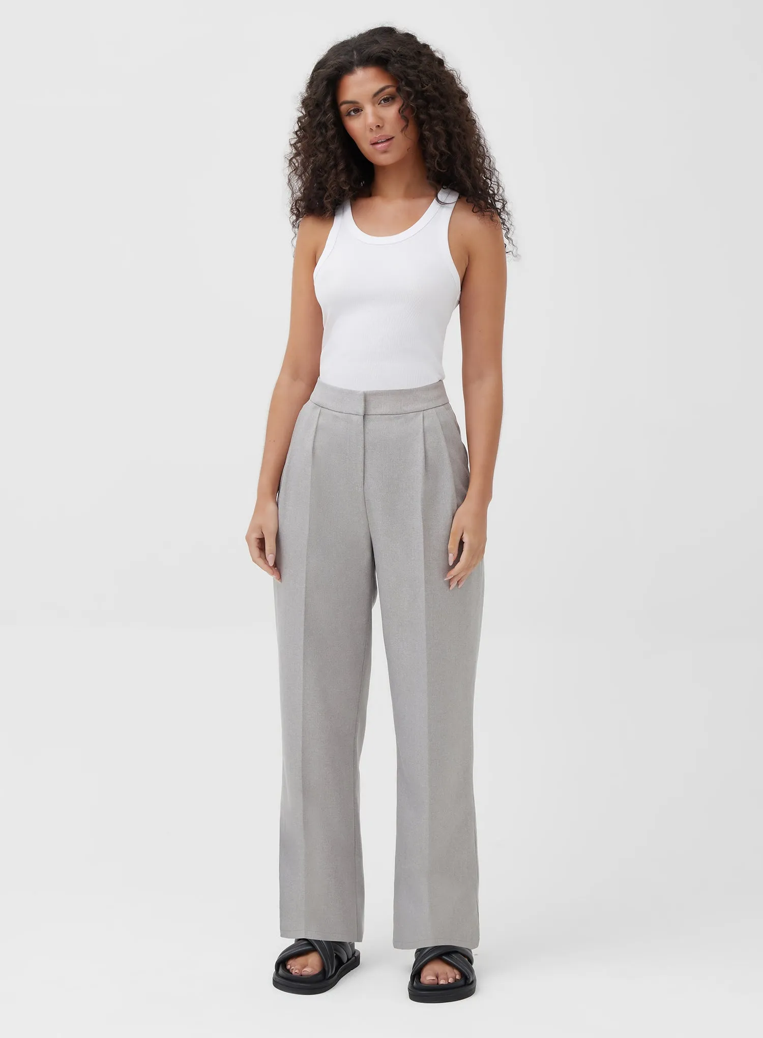 Grey Tailored Straight Leg Trouser - Kamilla