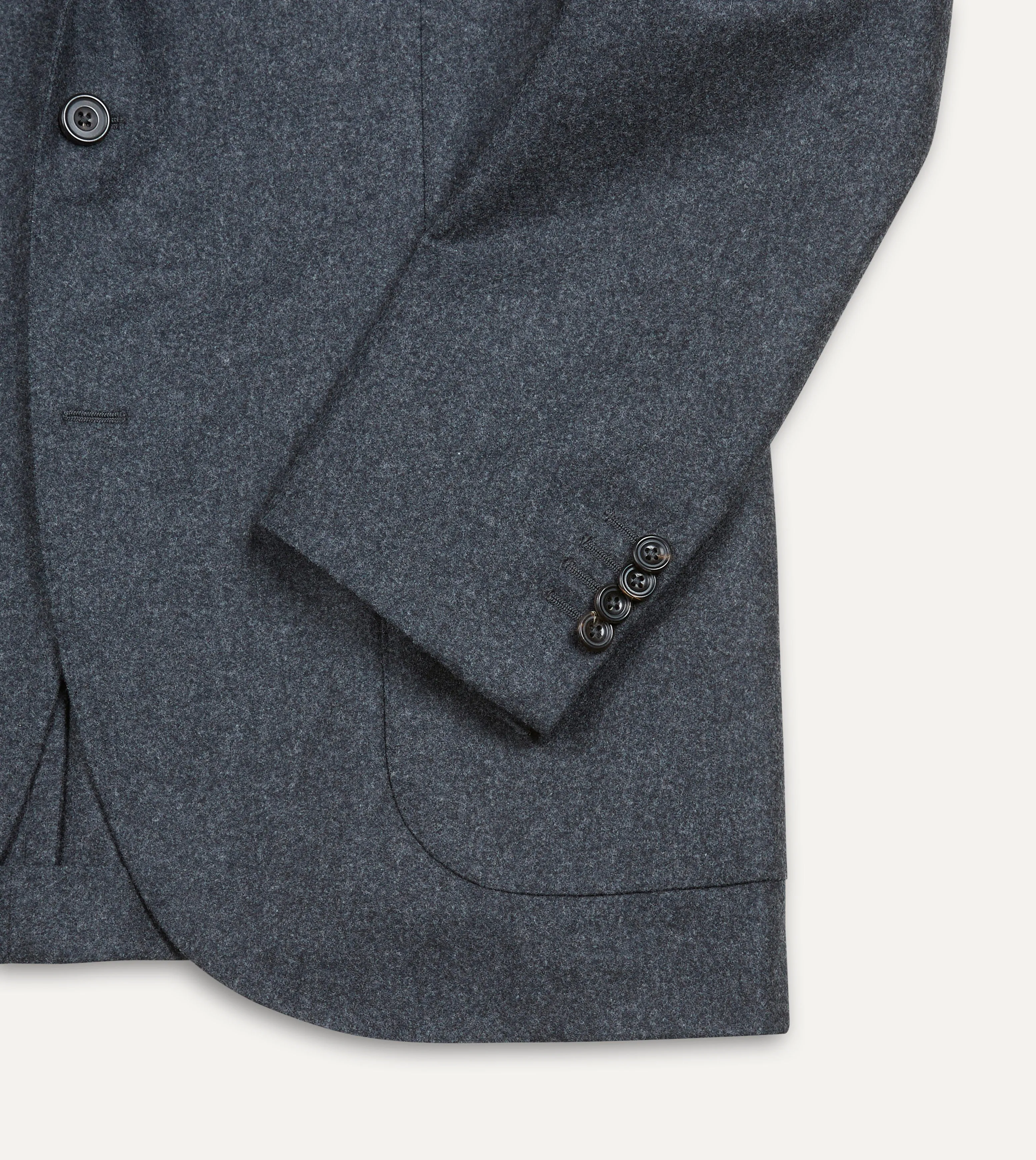 Grey Wool Flannel Tailored Jacket