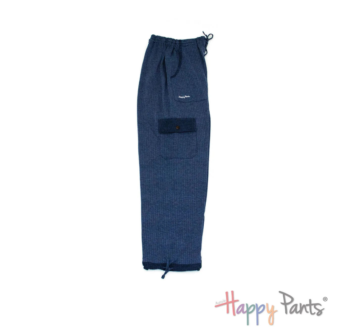 Herringbone Navy Women Happy Pants