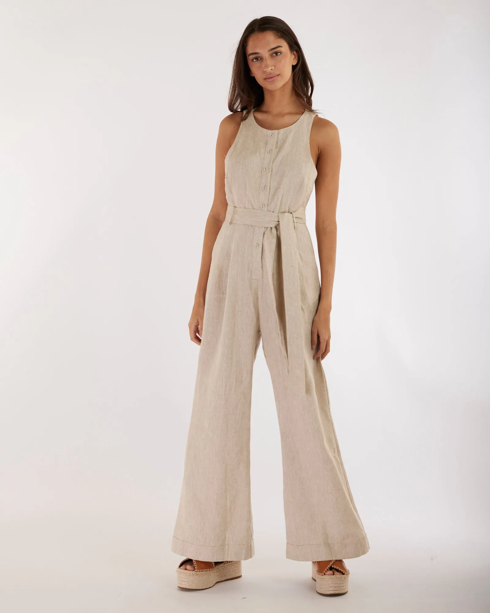 Imari Linen Jumpsuit - Natural