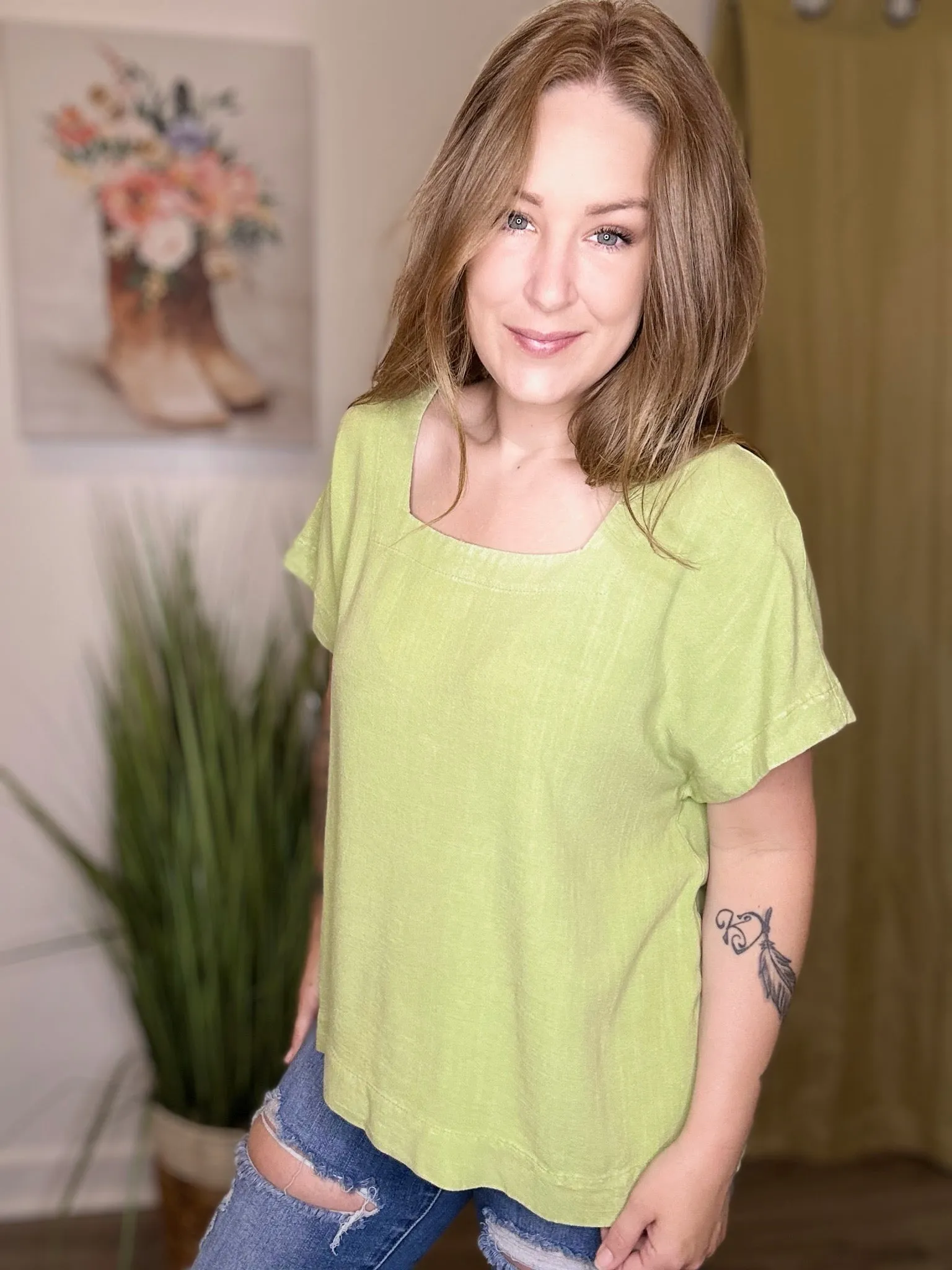 Jade Green Linen Blouse