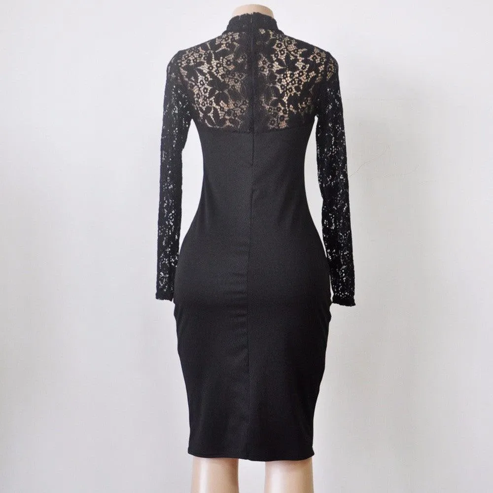 LACE TOP BODYCON MIDI-DRESS