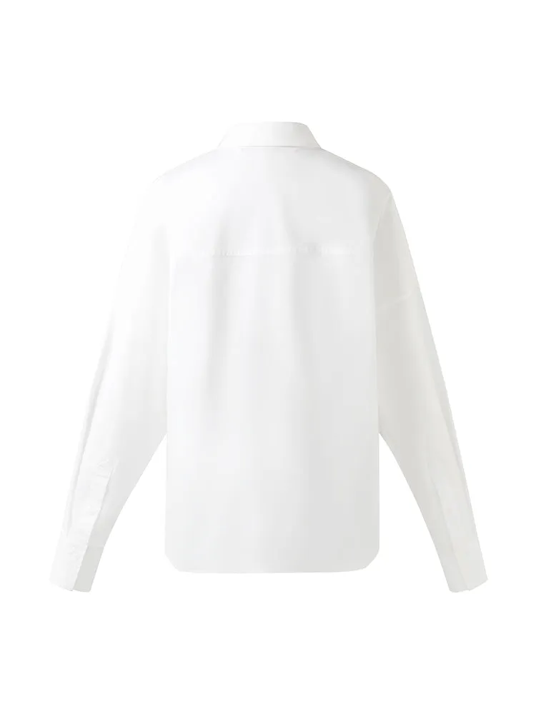 Lapel Oversized V-Neck Women Shirt