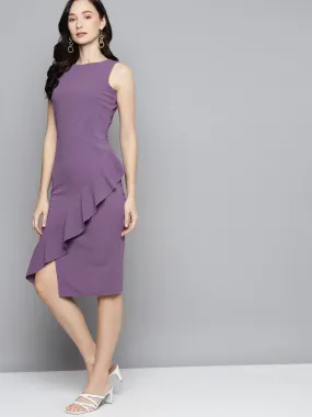 Lavender One Side Frill Bodycon