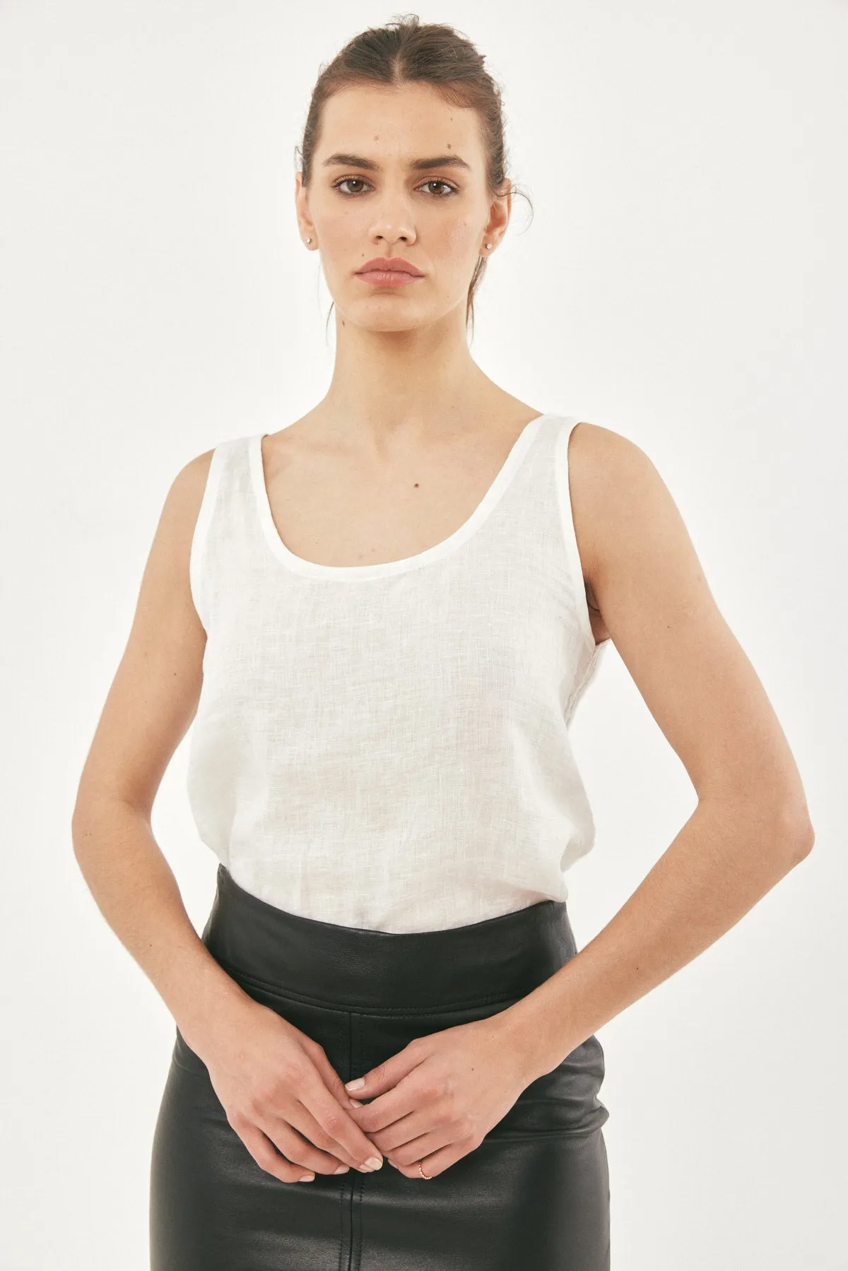 LILI WHITE LINEN TANK