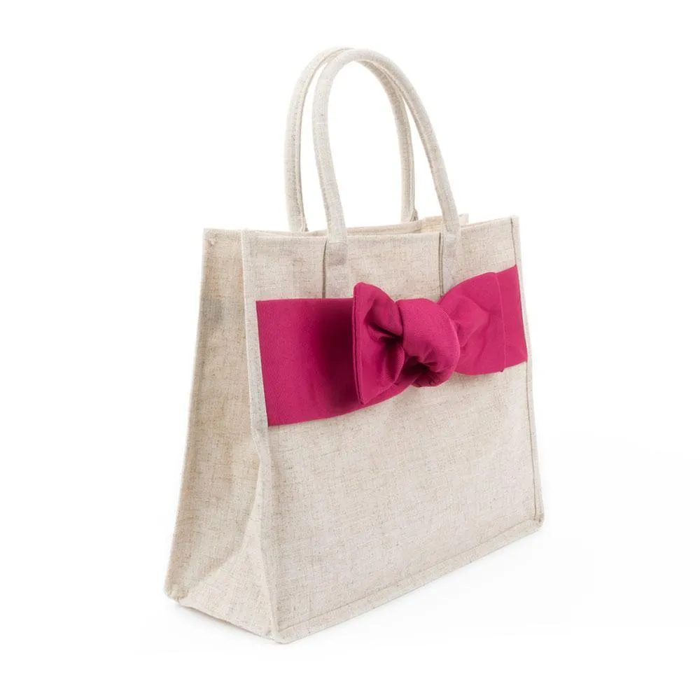 Linen Bow Handbag Tote