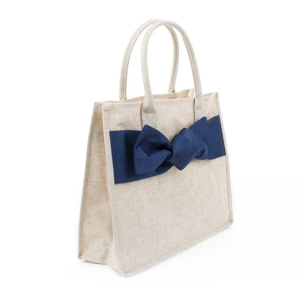 Linen Bow Handbag Tote