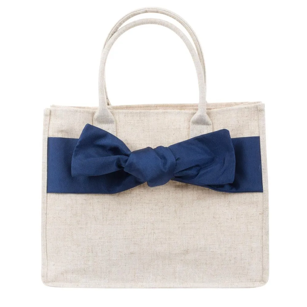 Linen Bow Handbag Tote