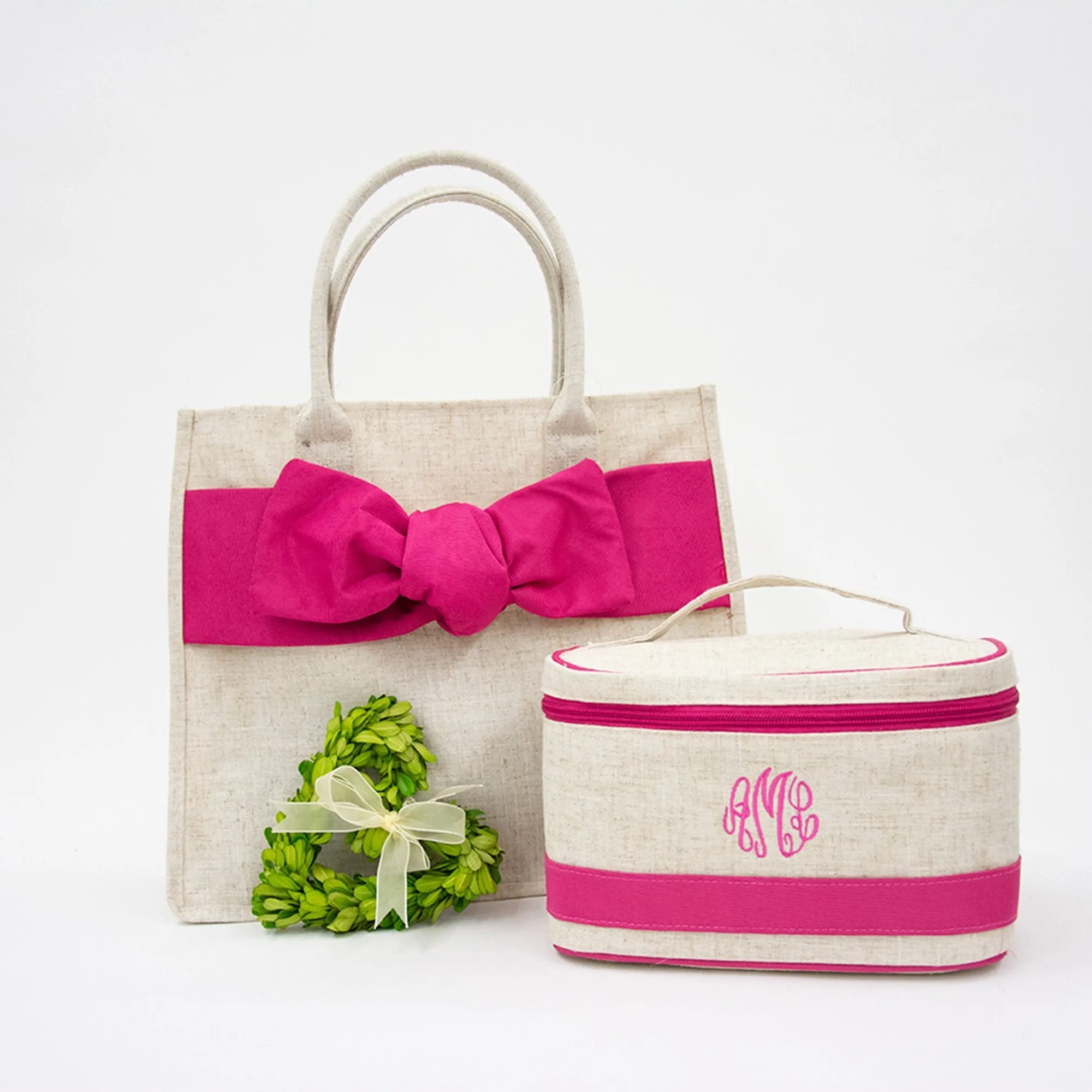 Linen Bow Handbag Tote