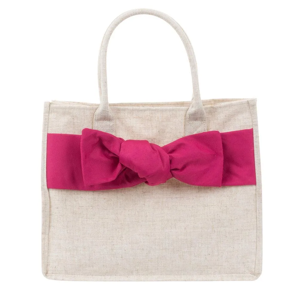 Linen Bow Handbag Tote